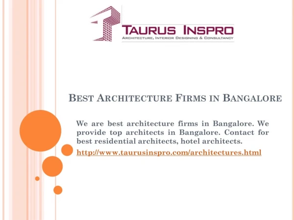 Best Architecture Firms in Bangalore