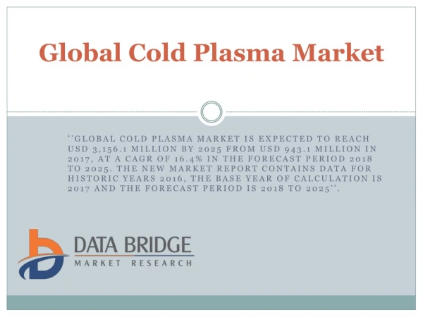 Global Cold Plasma Market- Industry Trends and Forecast to 2025
