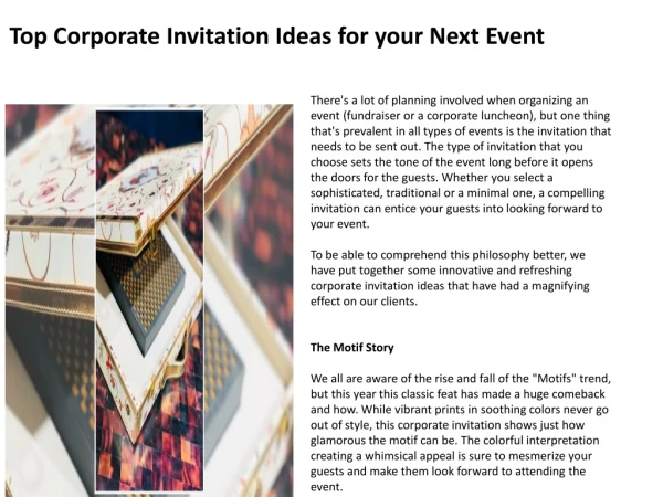Top Corporate Invitation Ideas for your Next Event