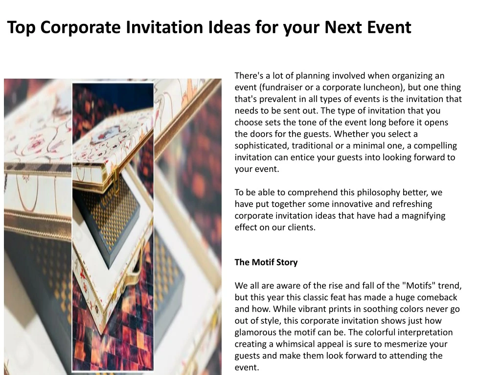 top corporate invitation ideas for your next event