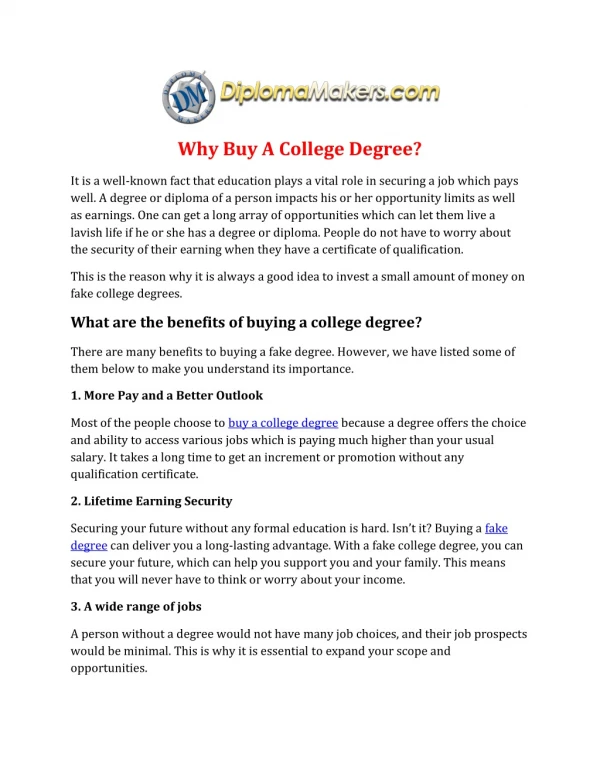 Why Buy A College Degree?