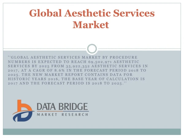 Global Aesthetic Services Market– Industry Trends and Forecast to 2025