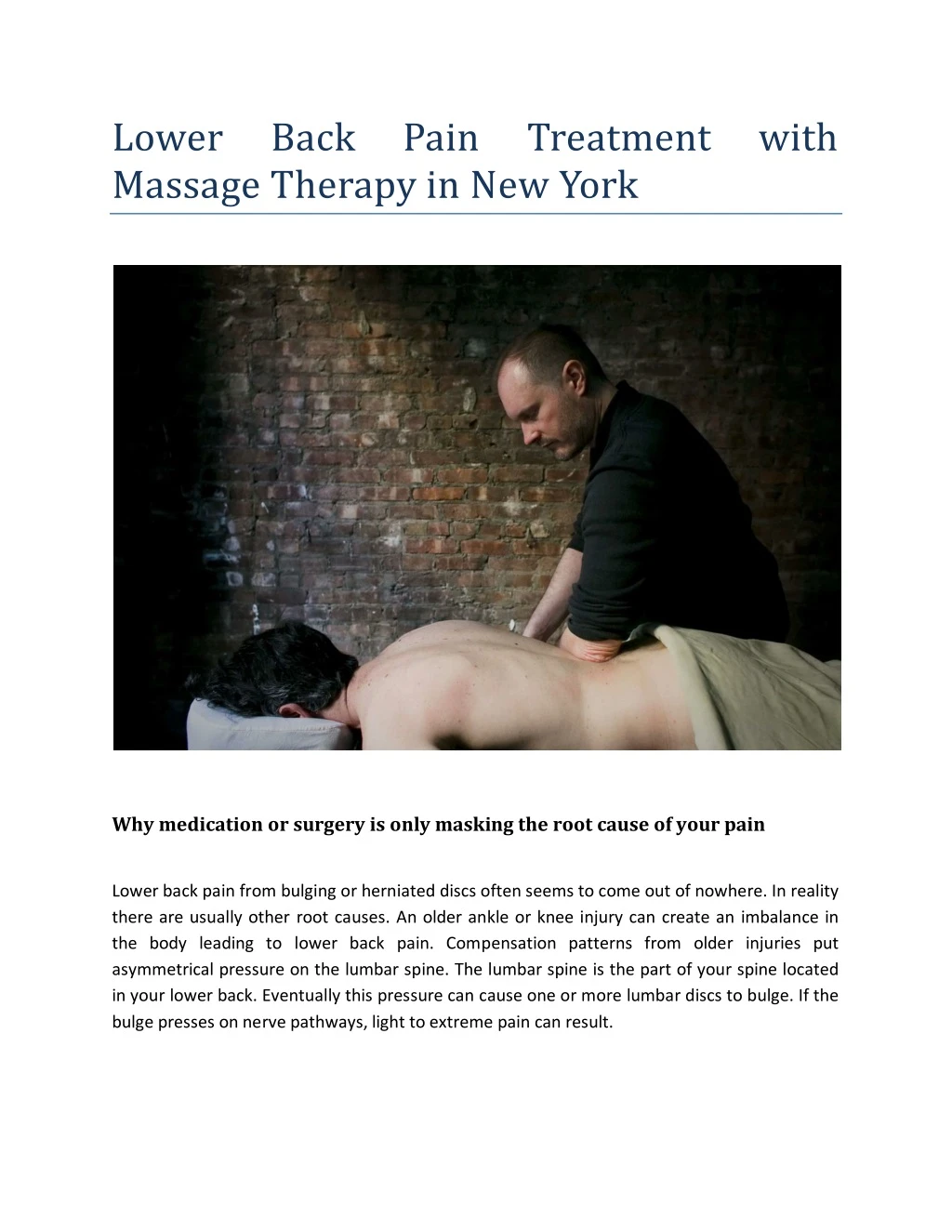 lower massage therapy in new york