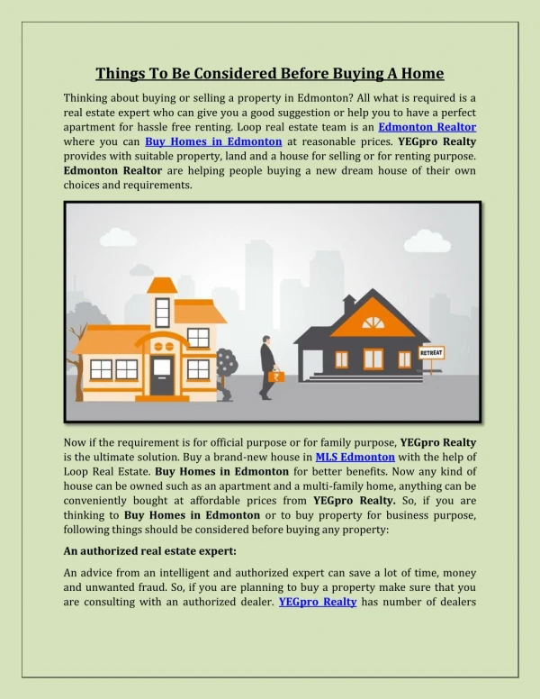 Things To Be Considered Before Buying A Home