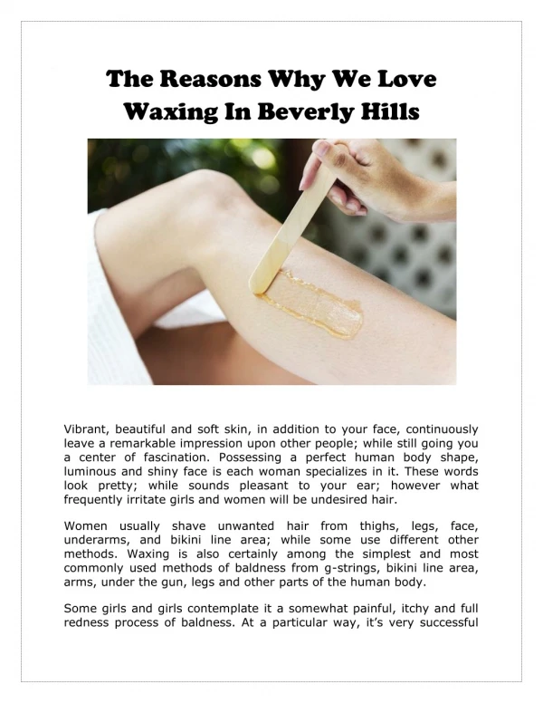 The Reasons Why We Love Waxing In Beverly Hills