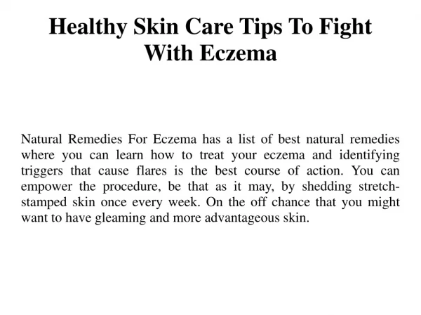 Healthy Skin Care Tips To Fight With Eczema