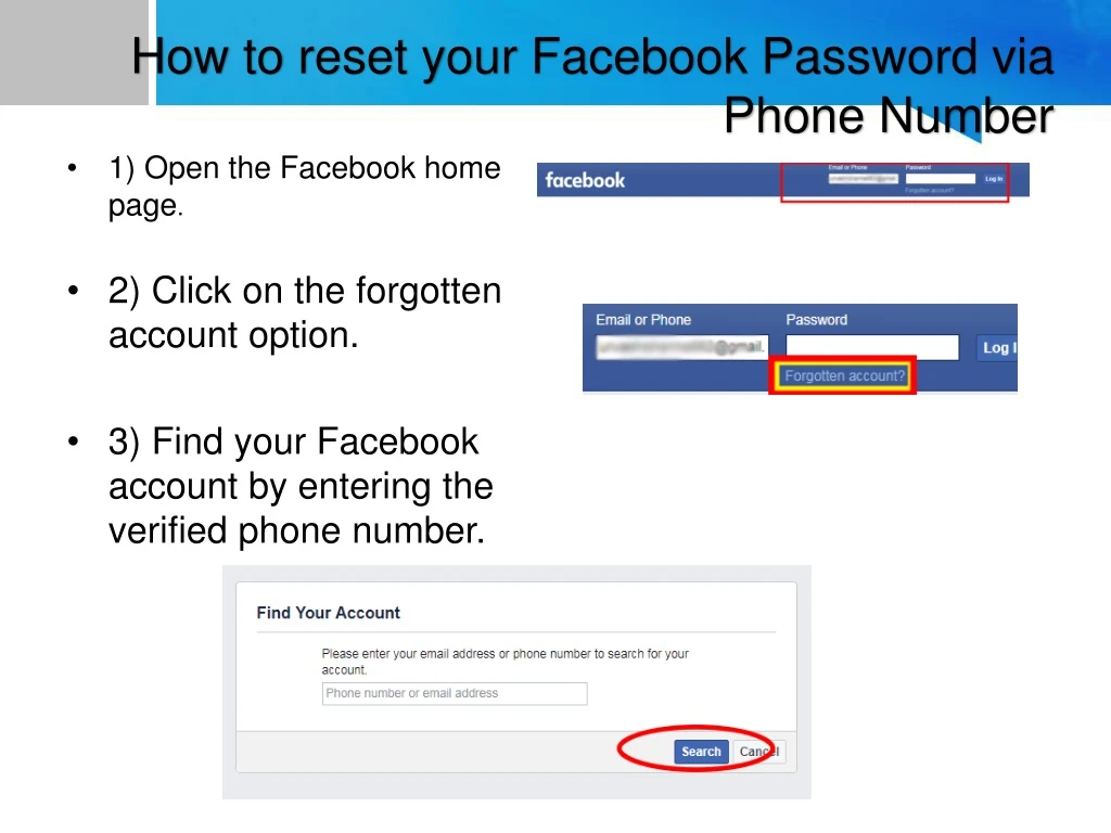 how to reset your facebook password via phone number
