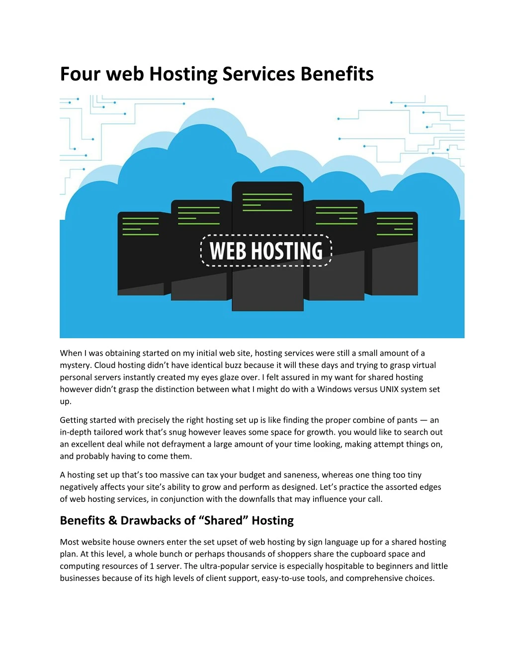 four web hosting services benefits