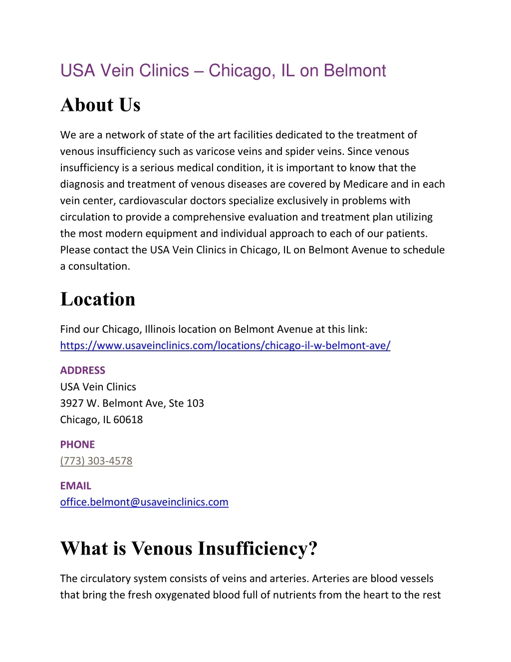 usa vein clinics chicago il on belmont