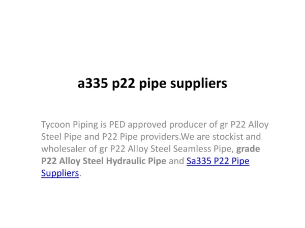 a335 p22 pipe suppliers