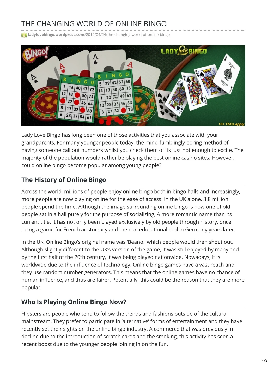 the changing world of online bingo