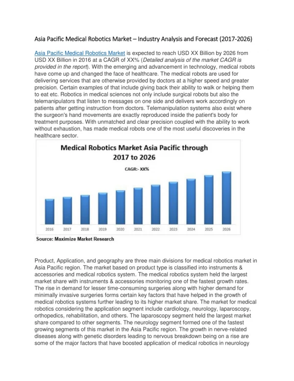 Asia Pacific Medical Robotics Market