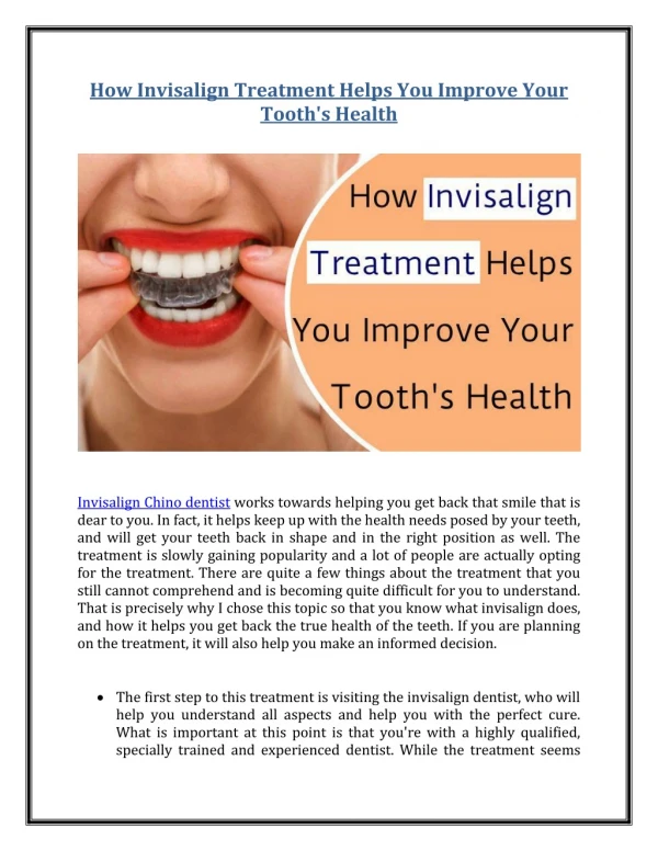 How Invisalign Treatment Helps You Improve Your Tooth's Health