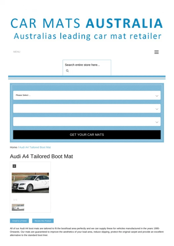 Tailored Audi A4 Boot Mats – Rubber Boot Mats | Car Boot Liners
