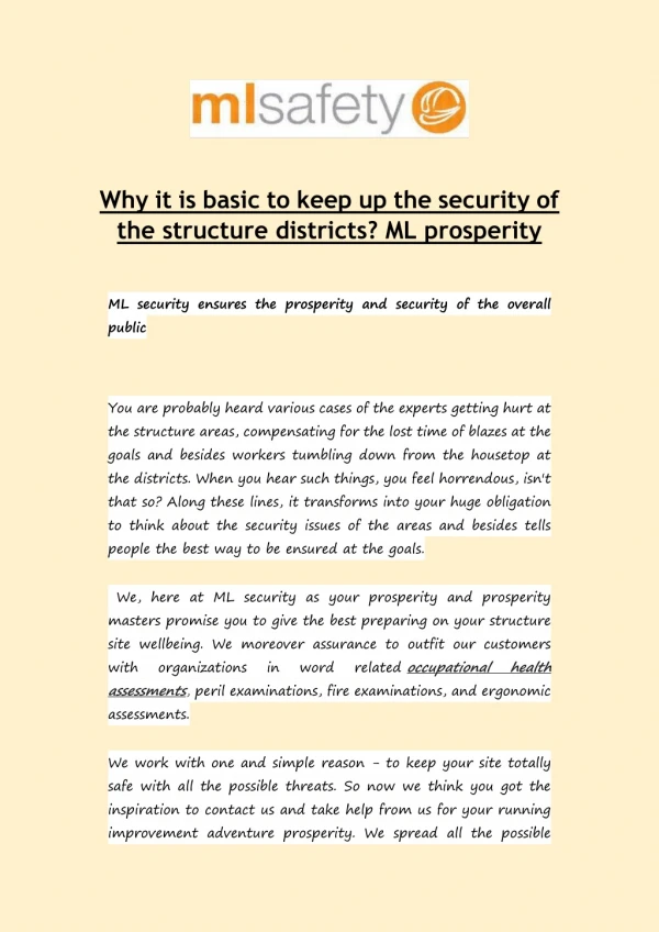 Why it is basic to keep up the security of the structure districts? ML prosperity