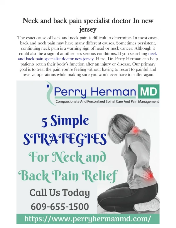 Neck and Back Pain Specialist Doctor In New Jersey