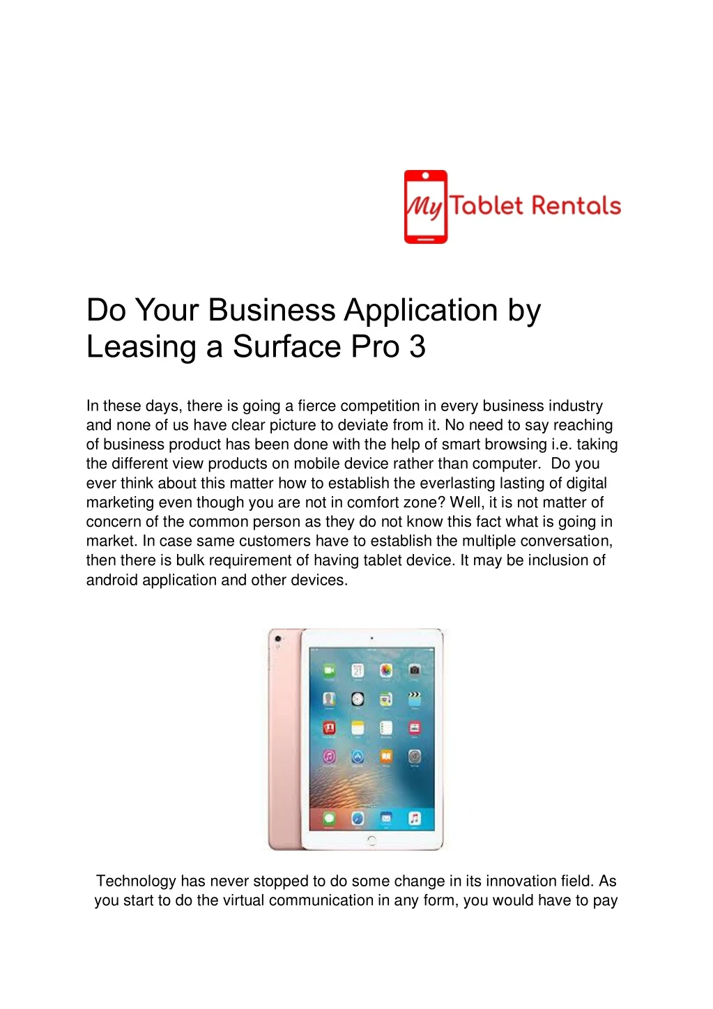 do your business application by leasing a surface