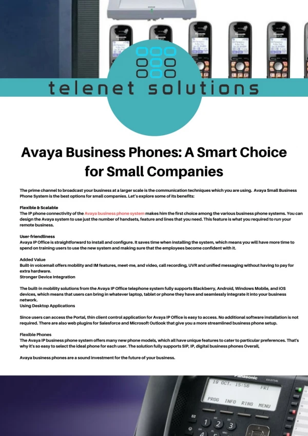 Avaya Business Phones: A Smart Choice for Small Companies