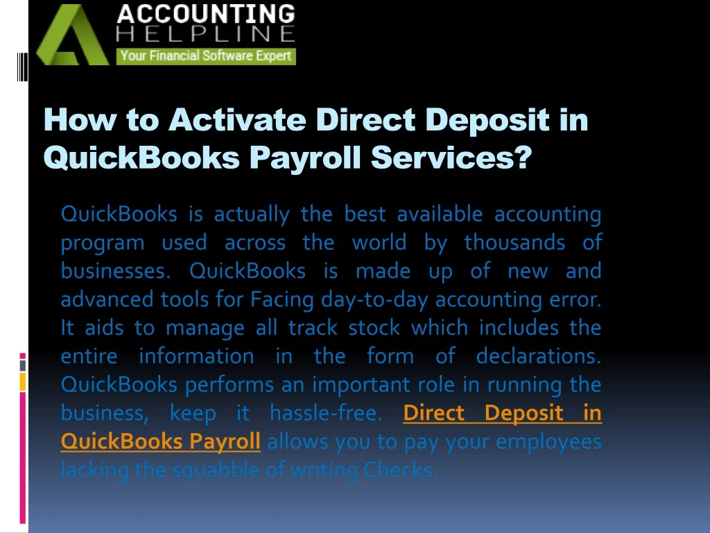 how to activate direct deposit in quickbooks payroll services