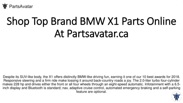 Buy BMW X1 Parts From Top Quality Online At Partsavatar.ca