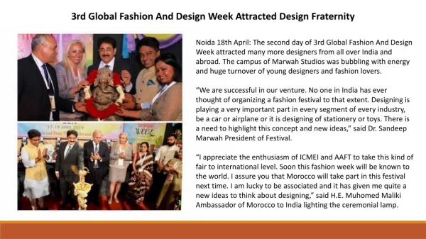 3rd Global Fashion And Design Week Attracted Design Fraternity