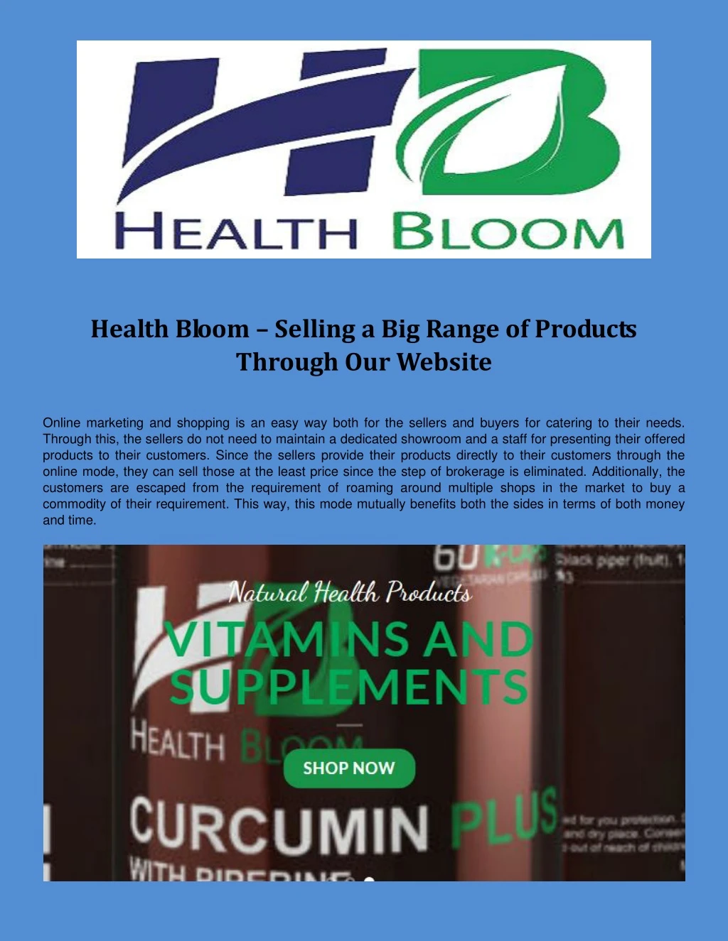 health bloom selling a big range of products