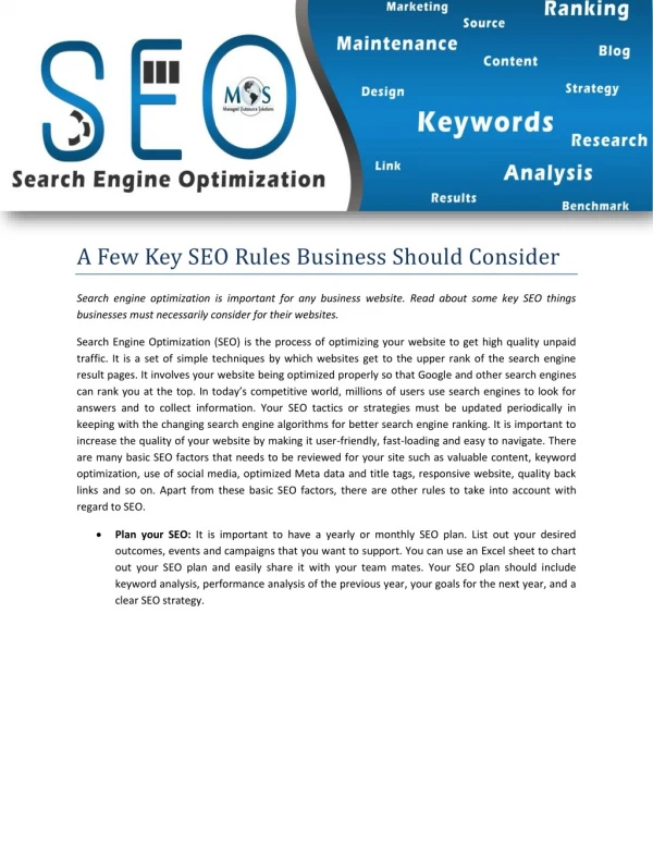 a few key seo rules business should consider