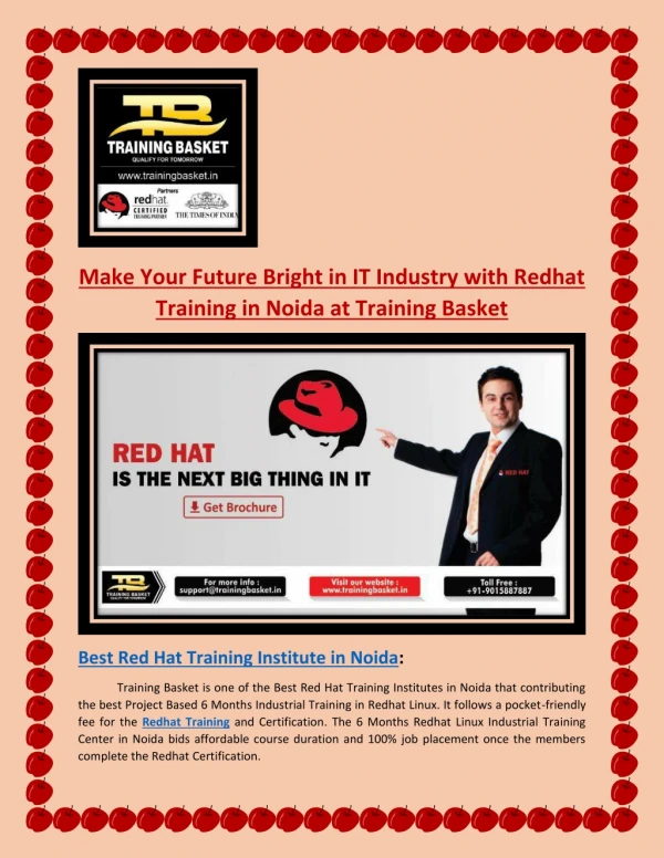 Six Months Project Based Industrial Training in Noida | Project Based 6 Months Industrial Training in Redhat Linux | Tra
