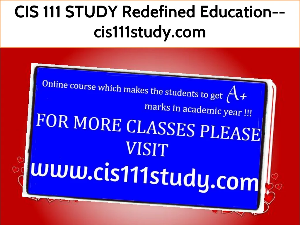 cis 111 study redefined education cis111study com