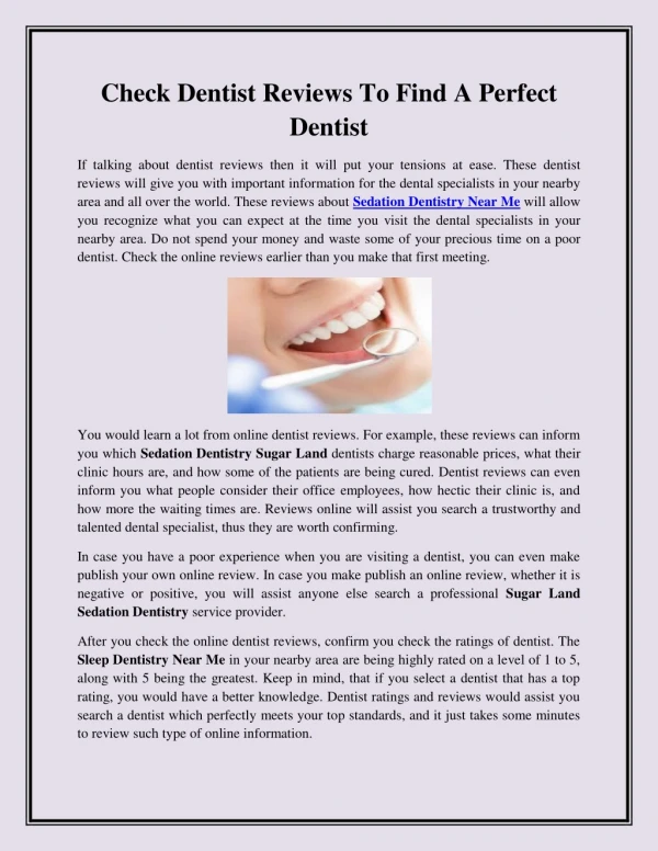 Check Dentist Reviews To Find A Perfect Dentist