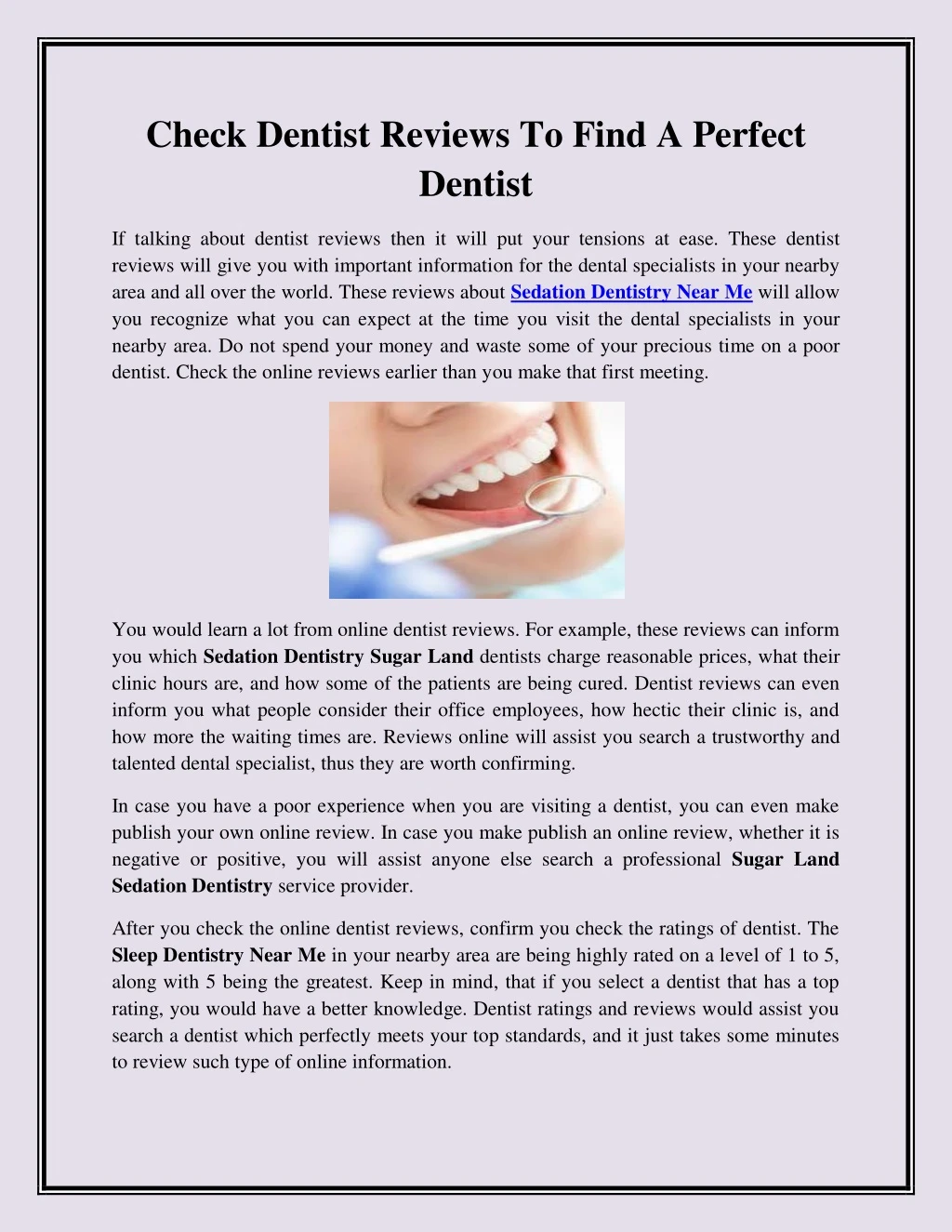 check dentist reviews to find a perfect dentist