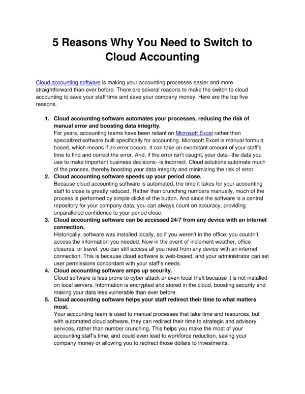 5 Reasons Why You Need to Switch to Cloud Accounting