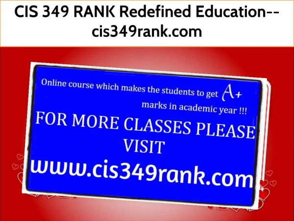 CIS 349 RANK Redefined Education--cis349rank.com