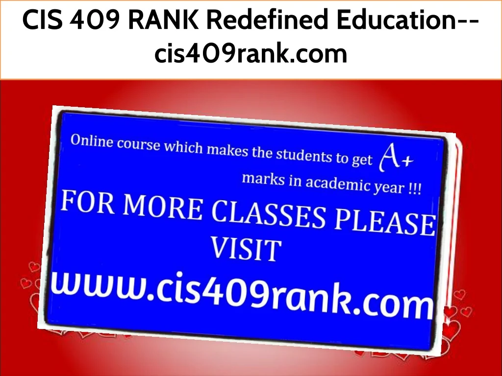 cis 409 rank redefined education cis409rank com
