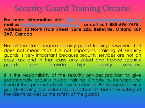 security guard training Ontario
