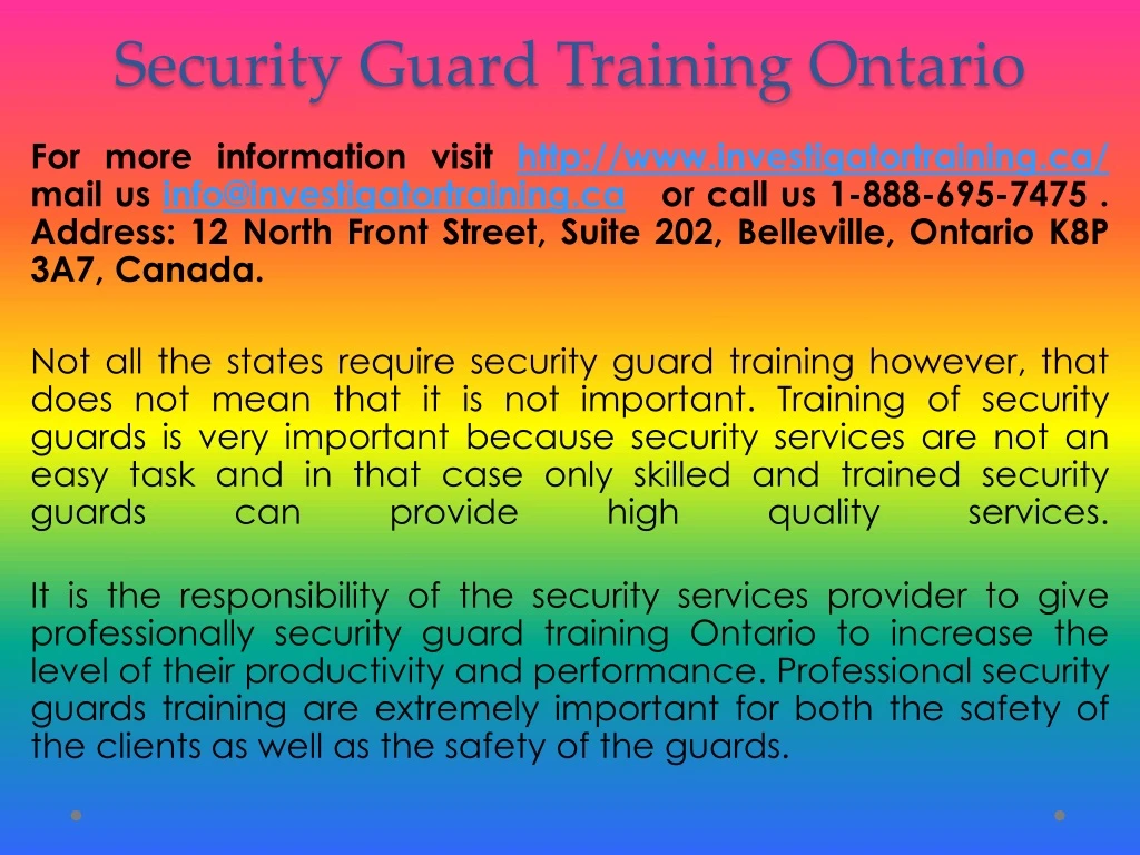 security guard training ontario