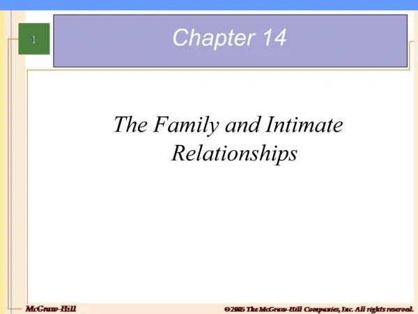 The Family and Intimate Relationships