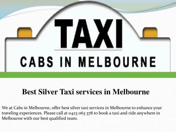 Best Silver Taxi services in Melbourne