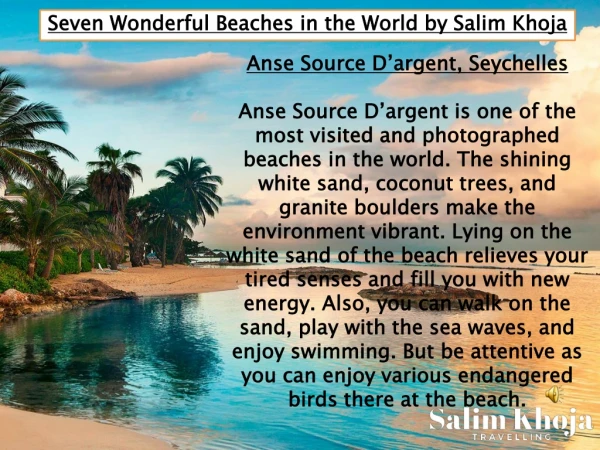 Seven Wonderful Beaches in the World by Salim Khoja