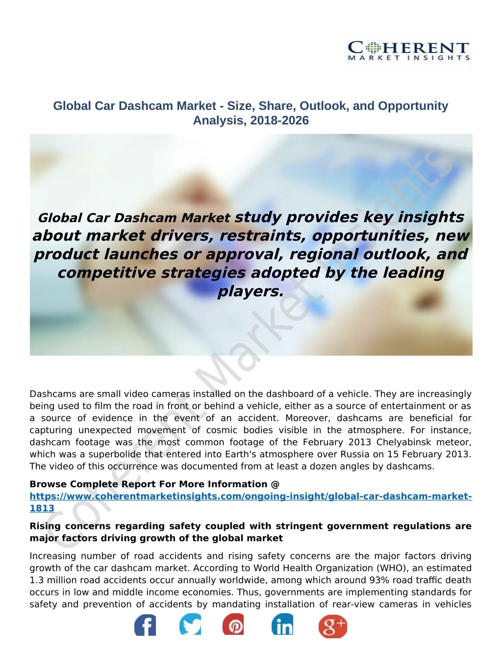 global car dashcam market size share outlook