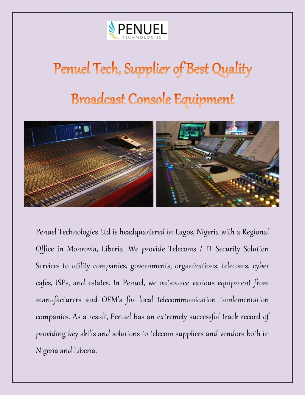 penuel technologies ltd is headquartered in lagos