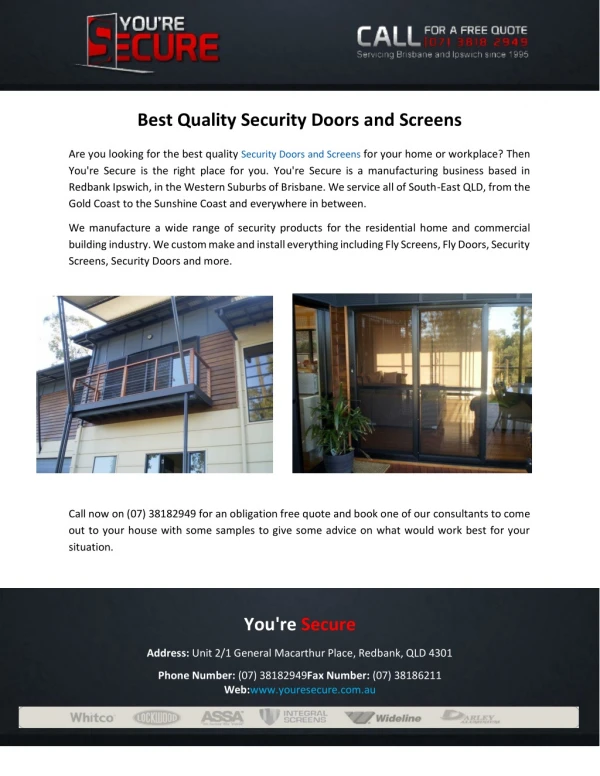 Best Quality Security Doors and Screens