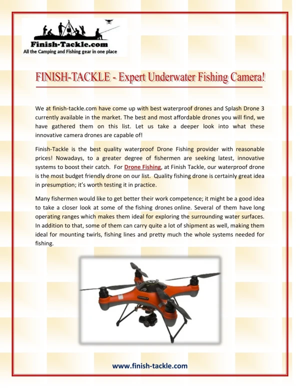 Buy Smart and Waterproof Drone for Fishing at FINISH-TACKLE