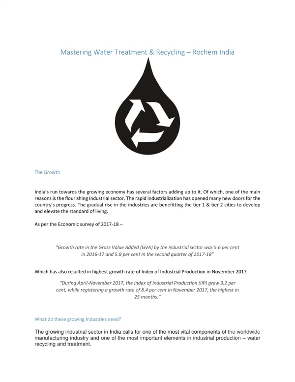 Mastering Water Treatment & Recycling – Rochem India