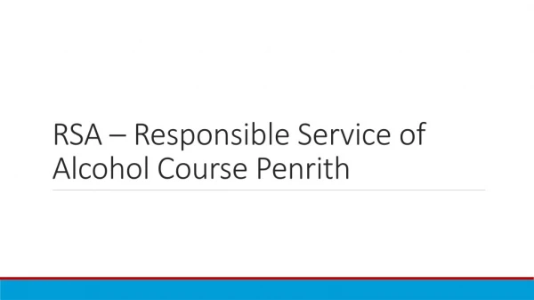 RSA – Responsible Service of Alcohol Course Penrith