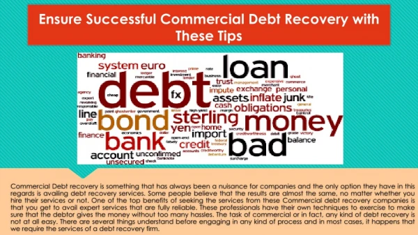 Ensure Successful Commercial Debt Recovery with These Tips