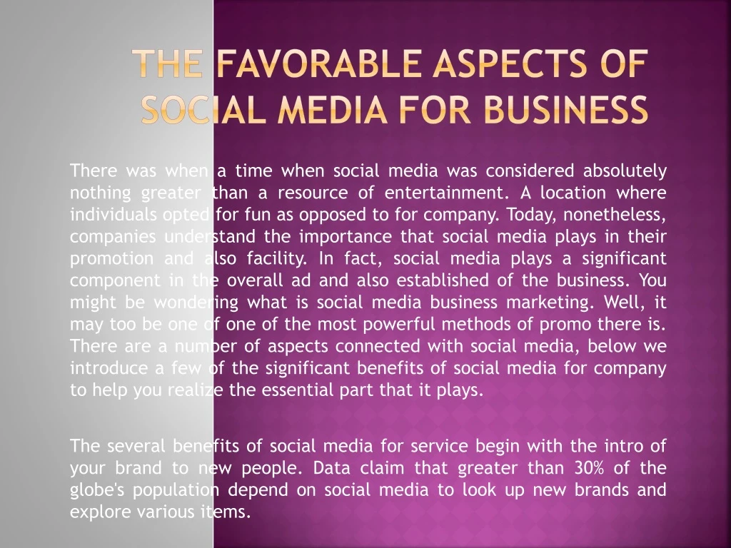 the favorable aspects of social media for business