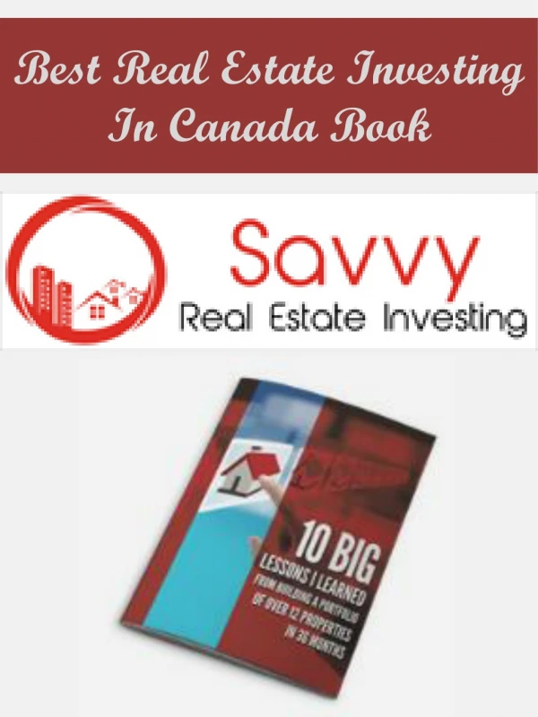 Best Real Estate Investing In Canada Book