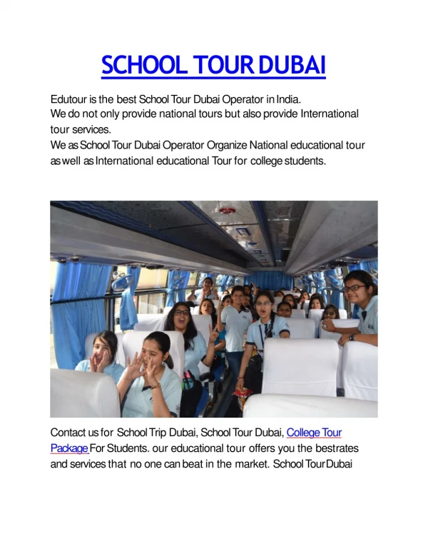 School Tour Dubai | College Tour package | School Trip Dubai