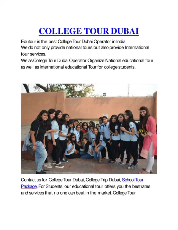 College Tour Dubai | School Tour Package | College Trip Dubai